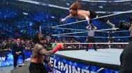 Roman Reigns and Sami Zayn in action during their Elimination Chamber 2023 match